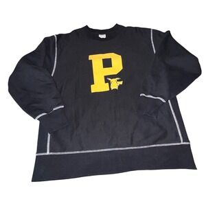 Pokemon GU Pikachu Contrast Stitch Crewneck Sweatshirt Black Yellow Large L